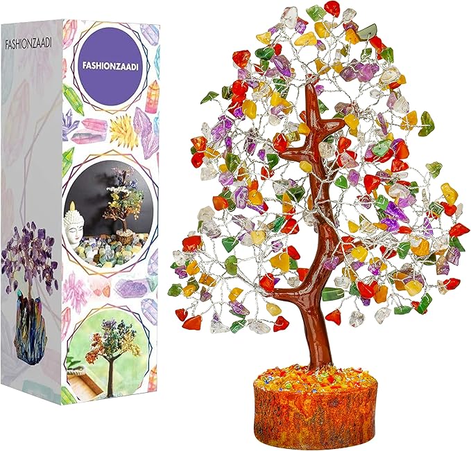 FASHIONZAADI Premium Crystal Tree of Life – 7 Chakra Tree for Healing, Positive Energy, Luck & Manifestation – Gift-Ready Packaging – Ethically Handcrafted Spiritual Gifts for mom