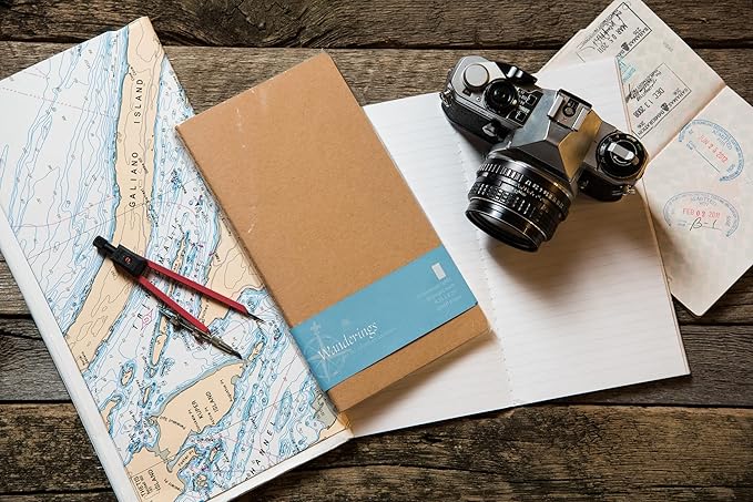 WANDERINGS Dotted Regular Size Travelers Notebook Inserts | 4.25" x 8.25"/11cm x 21cm | 100 gsm Paper | 3 Hand-Stitched Booklets/180 Pages | Travelers Notebook Refills for Journals, Diaries, Planners