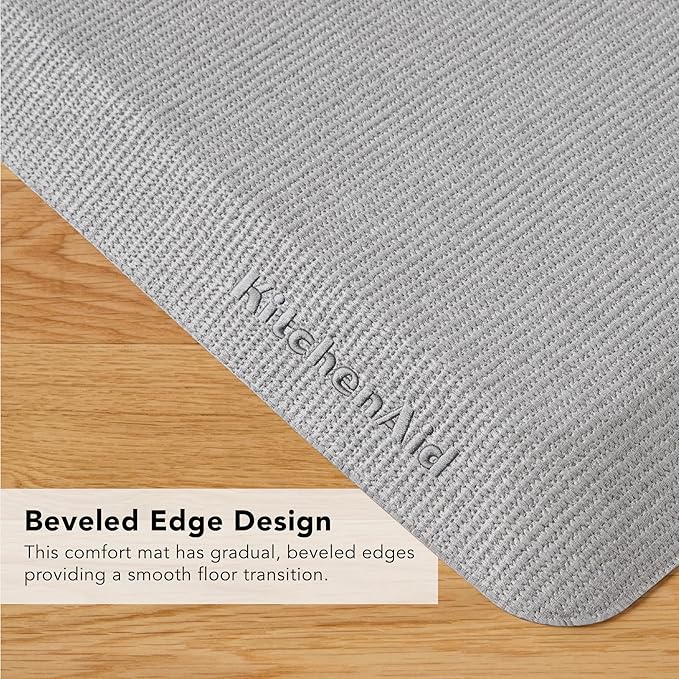 KitchenAid Gourmet Series Kitchen Comfort Gel Mat, Solid Basketweave, Matte Grey, 20"x39"