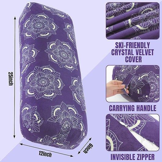 MABOZOO Yoga Bolster Pillow, Rectangular Yoga Bolster for Restorative & Meditation, Professional Meditation Cushion with Carry Handle