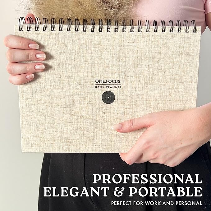 One Focus ADHD Notepad Planner: Undated Daily Desk Planner, Time Management, Focus, and Goal Setting – Mindfulness and Anxiety Relief for Neurodivergent Adults & Productivity Support, A4 size – Linen