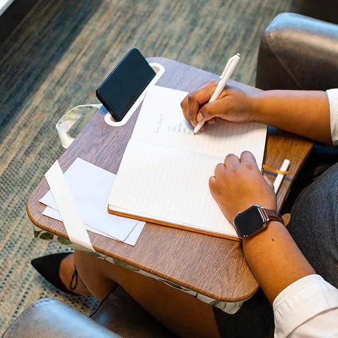 LAPGEAR Designer Lap Desk with Phone Holder and Device Ledge - Watercolor Leaves - Fits up to 15.6 Inch Laptops - Style No. 45412