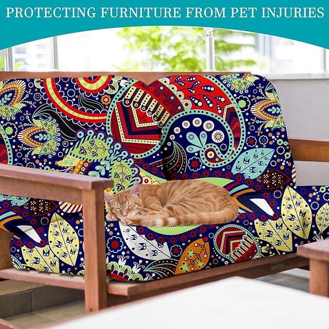 14 Pcs Stretch Patio Cushion Covers,Outdoor Couch Covers Replacement,Outdoor Couch & Sofa Slipcovers,for Patio Furniture Cushion Covers,Washable Reusable Furniture Protector (Rococo ,Cover Only)