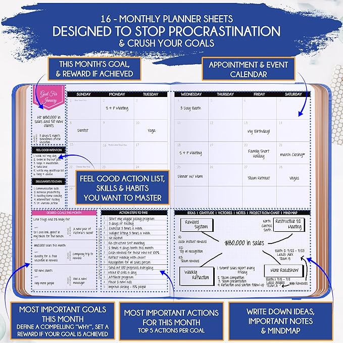 2025-2026 Planner Weekly and Monthly | 16-Month Life Planner to Increase Focus & Productivity | Reduce Overwhelm & Achieve Your Biggest Goals | Include Gift Box & Stickers | Sep 2025-Dec 2026