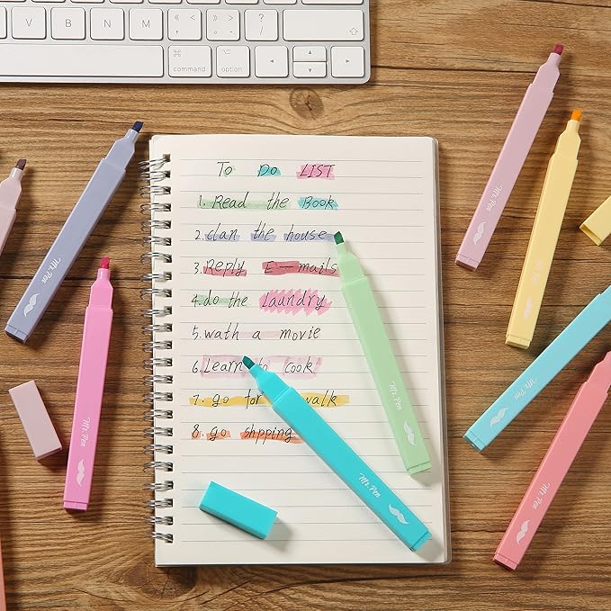 Mr. Pen- Aesthetic Highlighters, 10 pcs, Chisel Tip, Pastel Colors, Cute Highlighters Assorted Colors, Back to School Supplies