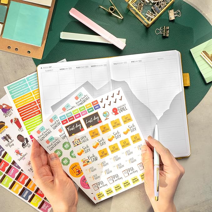 Clever Fox Teacher Planner – School Year Planner with Calendars & Lesson Plans – Teacher Plan Book for Classroom & Homeschool Organization - Undated, A5 Size, Hardcover (Amber Yellow)