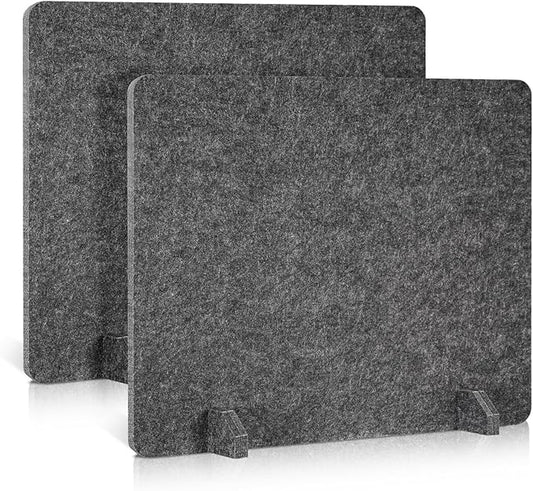 2 Pack Acoustic Desk Dividers - 24" x 20" Freestanding Privacy Panels Set with Noise - Reducing Design Cubicle Sound Proof, Ideal for Office, Classroom, and Home (Dark Gray)