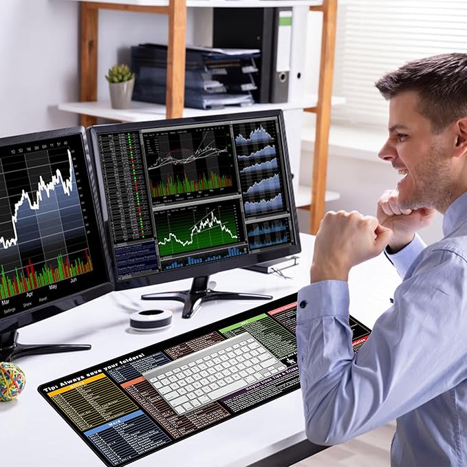 Excel Cheat Sheet Desk Pad, 31.5"x11.8", Waterproof Extra Large Excel Shortcut Mat with Stitched Edges, Anti-Slip Excel Mouse Pad for Office Desk, MS Excel/Word Shortcuts (Color Shortcut)