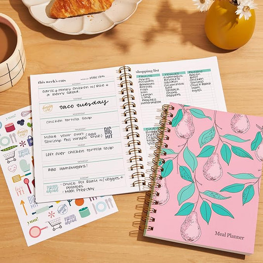 Erin Condren Inspired Collection A5 Weekly Meal Planner, Includes Shopping List Trackers