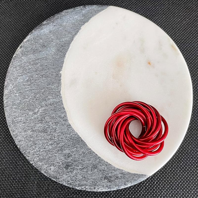 Möbii Fidget Ball (Solid Color): Quiet Mobius ADHD Anxiety Stim Stress Relief Toy Tool for Home Travel Office or Desk (Medium, Half, Ruby)