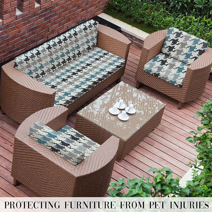 8Pcs Stretch Patio Cushion Covers Outdoor Cushion Cover, Jacquard Stretch Cushion Covers, Cover Replacement, Outdoor Sofa Covers, Washable Furniture Couch Cushion Cover (Mosaic)