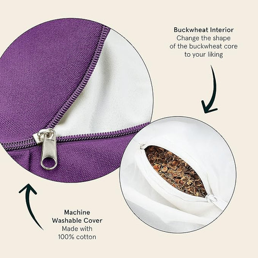 Retrospec Sedona Zafu Meditation Cushion Filled w/Buckwheat Hulls - Yoga Pillow for Meditation Practices - Machine Washable 100% Cotton Cover & Durable Carry Handle Round & Crescent, 1 Ct (Pack of 1)