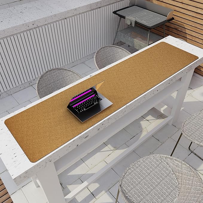 Vyaaa 63"x15.7" PU Leather & Cork Large Desk Mat (Black) - XXL Extended Mouse pad, Reversible Desk Protector, Non-Slip Computer Desk pad for Office, Gaming, Home