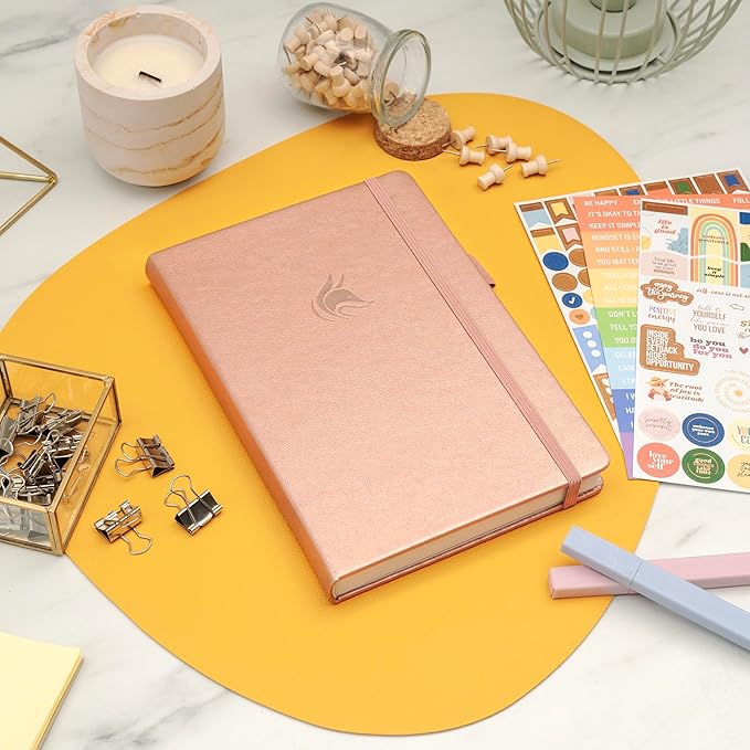 Clever Fox Positivity Journal – Daily Gratitude & Affirmation Journal with Prompts – Motivational Mental Health Journal for Women & Men with Habit Tracker – Lasts 6 Months, A5 Size (Rose Gold)