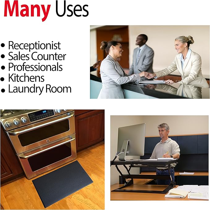 iPrimio Anti Fatigue Standing Mat, 1-inch Thick - Air Soft Ergonomic, Kitchen Sink Mat, Cushioned & Non-Slip Mats, for Standing Desk & Floor Comfort (36"x24")