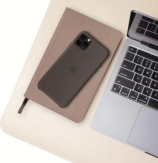 Vine Creations Leather Desk Mat, 44" x 22" - Desk Protector Pad, PU Leather, Large Non-Slip Mouse Pad & Blotter, Beige