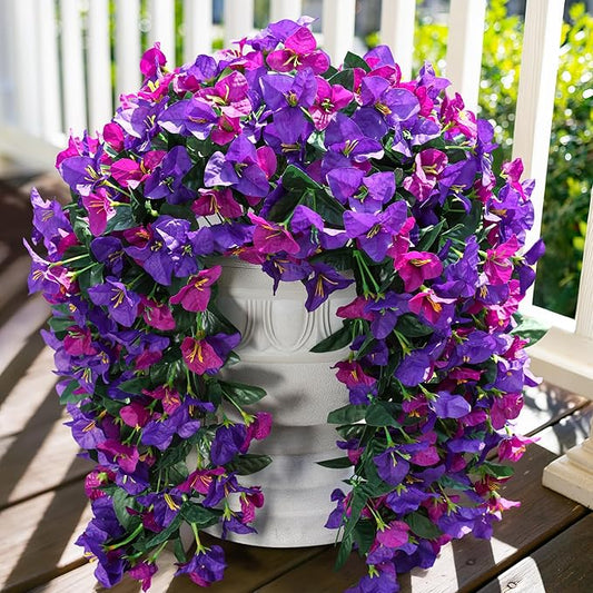 Faux Bougainvillea Artificial Flowers Plants for Outdoors Outside Decoration, 2pcs Fake Flowers Silk Long Trailing Vines UV Resistant Realistic for Front Door Porch Planter Urn Patio Balcony Yard, Mix