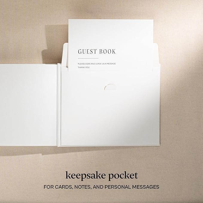 Kunitsa Co. Wedding Guest Book - Blank Sign in Book for Special Occasions, Oat Linen Cover