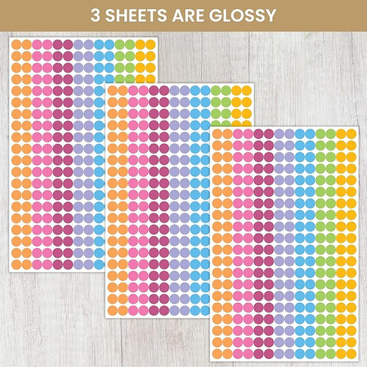 bloom daily planners Color Coding Planner Stickers - 1/4" Dot Labels - Six Sheets, 1000+ Stickers Per Pack!