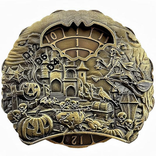 DND Spinner Dice Unique Roulette Dice, D4,D6, D8, D10, D12,D20,D% 7-in-1 Metal dice, for Dungeons and Dragons and Tabletop Games (Paleobronze- Spectre)