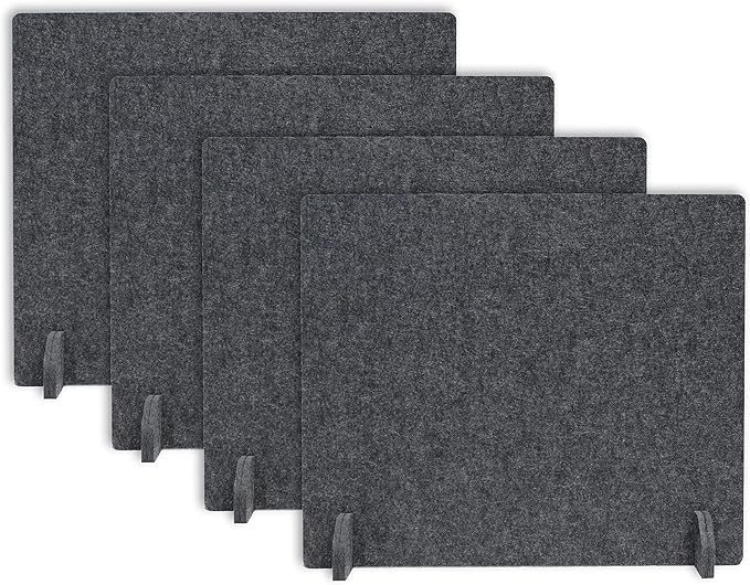Acoustic Freestanding Desk Divider - Noise Reducing Desk Privacy Panel - Library & Office Furniture Partition - Workstations Shield Barrier - Instant Wall Desk 20" H x 24" W (4 Pack, Shadow)