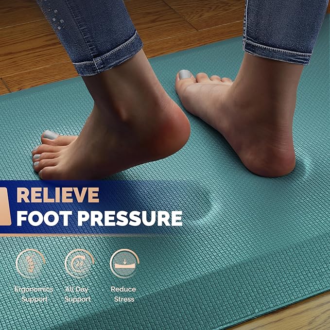 FEATOL Anti Fatigue Mat Floor Mat, Extra Thick Standing Office Desk Mat Memory Foam Cushioned Anti Fatigue Ergonomic Kitchen Mats Comfort Standing Pad NOT PVC 9/10 Inch Thick (Green, 20x59x9/10-Inch)