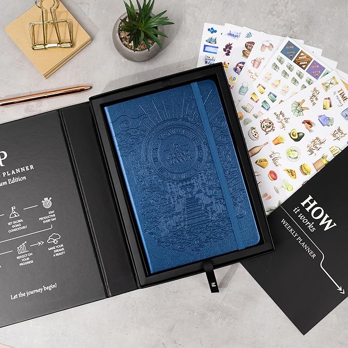 Legend Weekly Planner Premium – Undated Weekly, Monthly & Budget Planner – Life Organizer for Time Management & Productivity, A5 (Mystic Blue, New Cover)