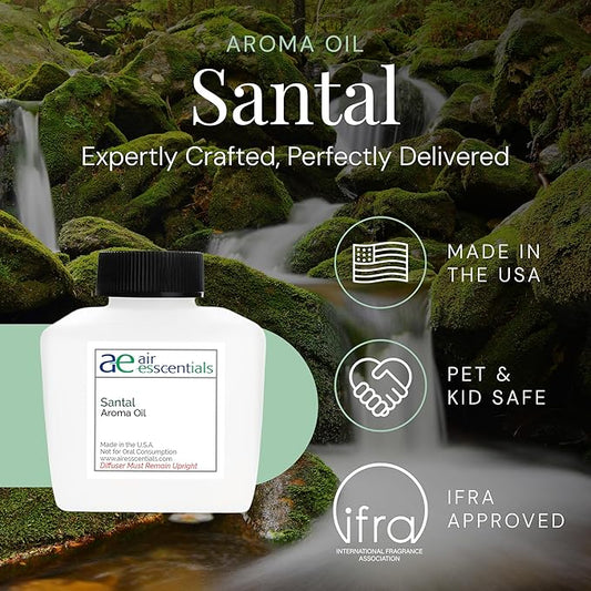 Santal Aroma Oil, Essential Oils Blend for Diffusers & Scent Machines, Sensual Sandalwood & Cardamom, Aromatherapy, Cold Air Diffuser Compatible, 300 mL