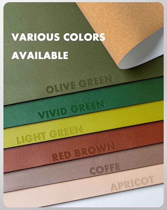 YSAGi Leather Desk Mat, Eco Cork Protector, Large Mouse Pad, Waterproof Blotter, Writing Pad for Office/Home (23.6"x13.7", Off-White + Cork)