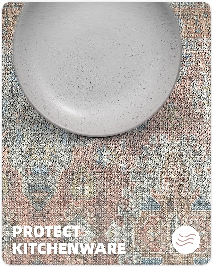 Color&Geometry Boho Kitchen Rugs Non Slip 24"x87", Large Kitchen Mats Cushioned Anti Fatigue Mats for Kitchen Floor, Waterproof Kitchen Runner for Standing Desk Office, Sink - Retro Brown