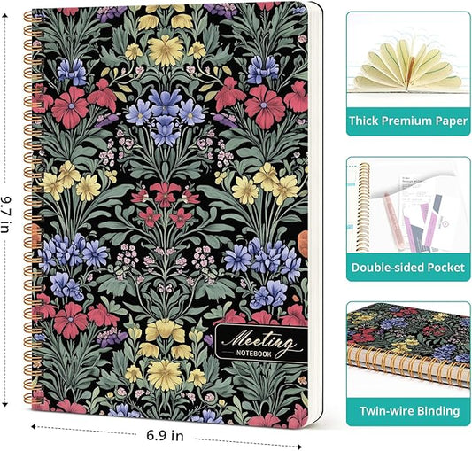 Meeting Notebook for Work Organization, Aesthetic Meeting Minutes Notebook for Work, Event Project Agenda Planner Organizer, Perfect for Office School Business, 6.9" X 9.7" - Symmetrical Tapestry