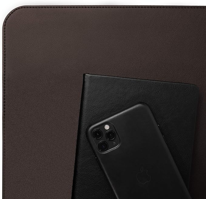 Vine Creations Leather Desk Mat Large 44" x 22", Desk Protector Mat, PU Leather Desk Pad, Non-Slip Large Mouse Pad, Desk Blotter, Desk Pads on Top of Desks, Office Desk Matt for Desktop (Dark Brown)