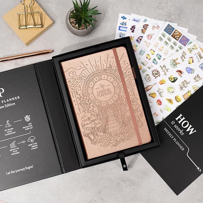 Legend Weekly Planner Premium – Undated Weekly, Monthly & Budget Planner – Life Organizer for Time Management & Productivity, A5 (Rose Gold, New Cover)