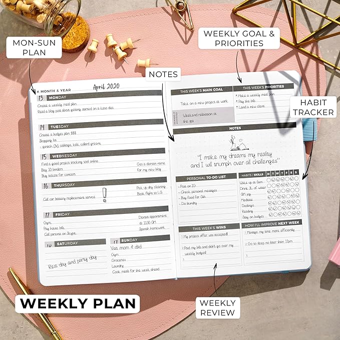 Clever Fox Planner – Undated Weekly & Monthly Planner for Productivity, Time Management & Goals – Organizer Journal – A5 (Periwinkle)