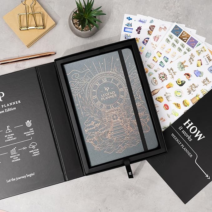 Legend Weekly Planner Premium – Undated Weekly, Monthly & Budget Planner – Life Organizer for Time Management & Productivity, A5 (Mystic Grey, New Cover)
