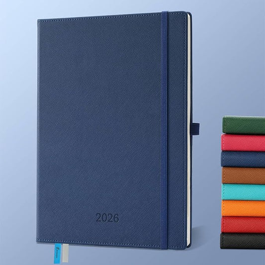 Weekly Monthly 2026 Planner (Jan.26-Dec.26),11.5"x8.5",12 Months Agenda Plan with Month Tabs & Pocket,Expenses/Note Pages, Appointment Book Calendar with Hardcover Vegan Leather Cover,Blue