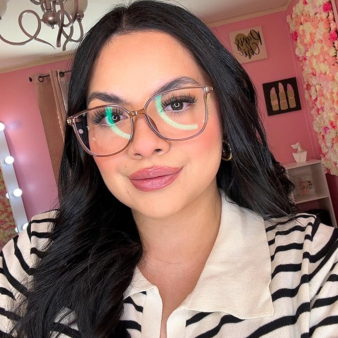 GUDVUE Oversized Blue Light Glasses, Computer Reading/Gaming/Phones Glasses, Anti Glare/UV400/Eye Strain, Large Square Frame