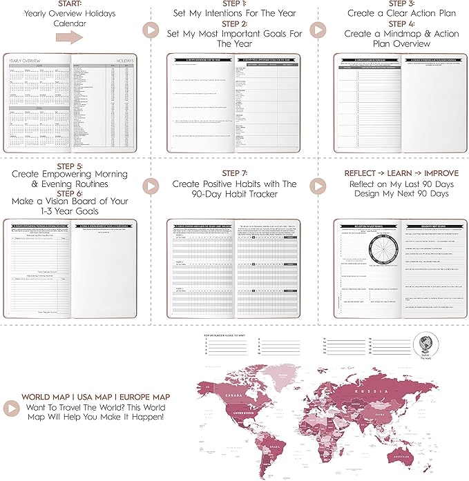 Life & Goal Planner – Undated Daily, Weekly & Monthly Organizer with Habit Tracker, Time Management Tools, and Productivity Journal for Personal Growth and Success