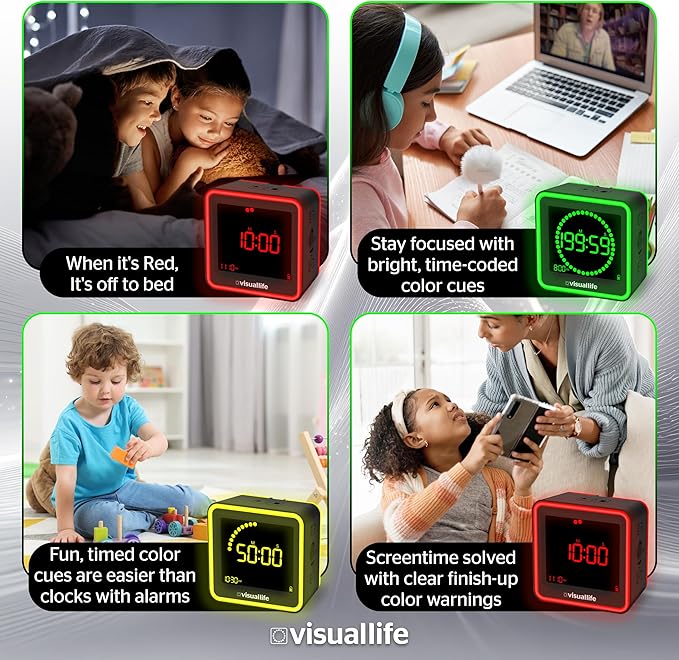 Visual Timer for Kids, Adults, ADHD, Autism & Dyslexia - New Timed Color Cues Anchor Focus, Track Progress & Guide Transitions - For Home, Teacher Classrooms, Homeschool, Business & Groups