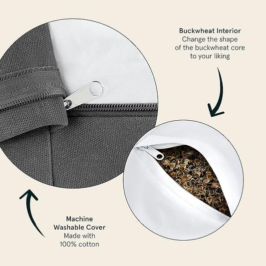 Retrospec Sedona Zafu Meditation Cushion Filled w/Buckwheat Hulls - Yoga Pillow for Meditation Practices - Machine Washable 100% Cotton Cover & Durable Carry Handle, Round