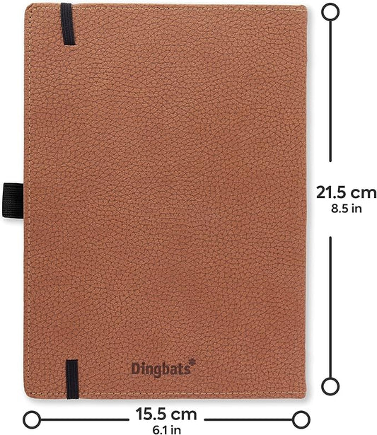 Dingbats* Wildlife Dotted Writing Journal Notebook A5 - Vegan Leather Hardcover - Ideal for Work, Travel - Pocket, Elastic Closure, & Bookmark