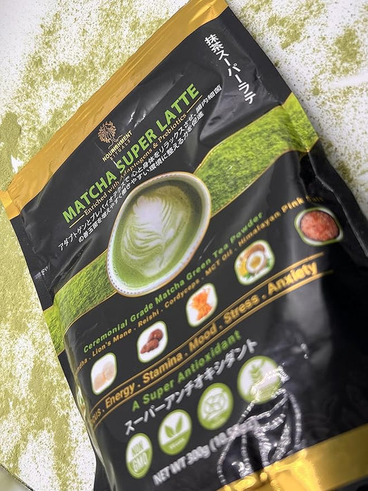 Nourishment Rituals Green Tea Super Latte Matcha Powder | Authentic Japanese Instant Ceremonial Grade Matcha, Superfood Powder Blend - Pack of 1, 260g (12-Servings)