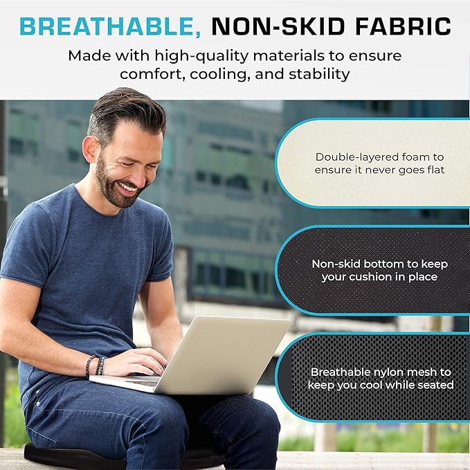 Xtreme Comforts Seat Cushions | Office Chair Cushions for Desk, Car, Wheelchair| Ergonomic Memory Foam Seat Cushion for Support & Comfort | Helps Improve Sitting Posture for Work & Body Relief