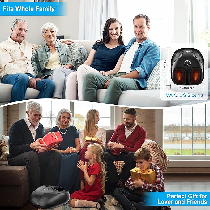 Shiatsu Foot Massager with Heat,Compression Kneading Rolling Feet Massager for Plantar Fasciitis,Neuropathy Massage for Foot Pain Relax at Home,Office, Gifts for Dad, Mom, Presents