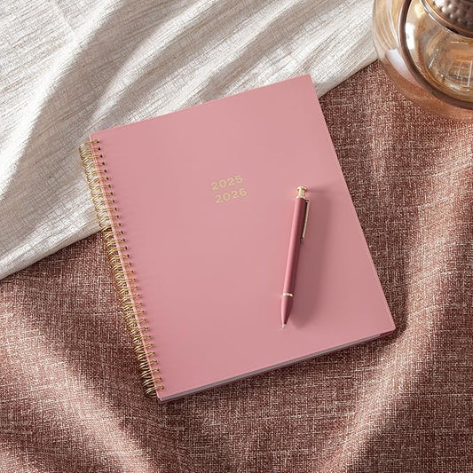 Blue Sky 17 Month 2025-2026 Weekly and Monthly Academic Year Planner Calendar, August 2025 - December 2026, 8.5" x 11", Flexible Cover, Wirebound, Laminated Tabs, Dusty Rose