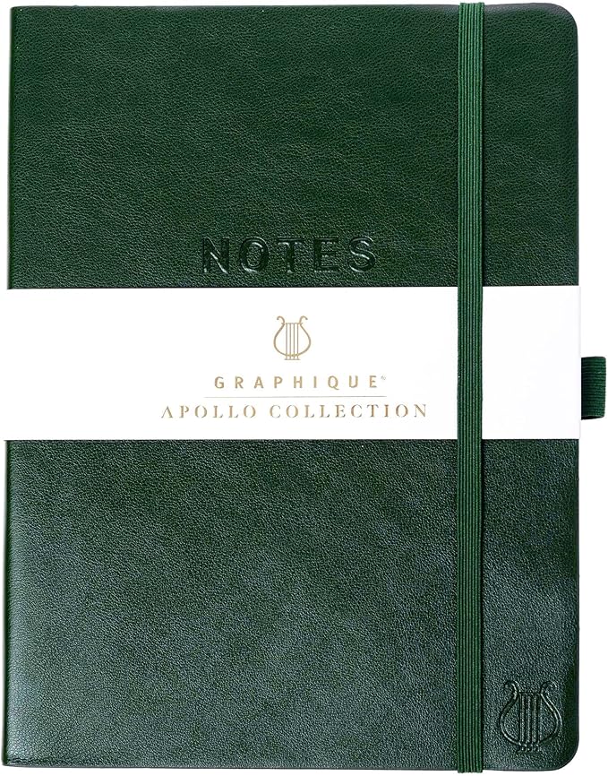 Graphique Apollo Vegan Leather Journal | Hardcover Notebook | 192 Lined Pages | Inner Pocket, Pen Loop, Elastic Closure | Work, Diary, Notes | 6” x 8”