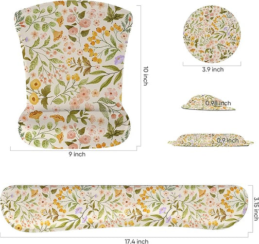 RICHEN Mouse Pad and Keyboard Wrist Rest, 3-in-1 Computer Mousepad and Coaster Set, Non-Slip Keyboard Wrist Rest and Mouse Pad Set Ergonomic Design (FKMWR-59)