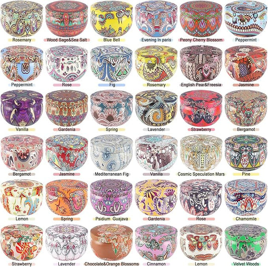 Scented Candles Gifts Set of 36 – 2.5oz Aromatherapy Travel Tin Candles, Relaxing Fragrances for Home, Spa, Gifts for Family, Friends, Teachers, Thank You Presents (Assorted Scents).