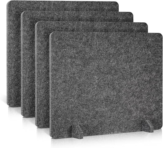 4 Pack Acoustic Desk Dividers - 24" x 20" Freestanding Privacy Panels Set with Noise - Reducing Design Cubicle Sound Proof, Ideal for Office, Classroom, and Home (Dark Gray)