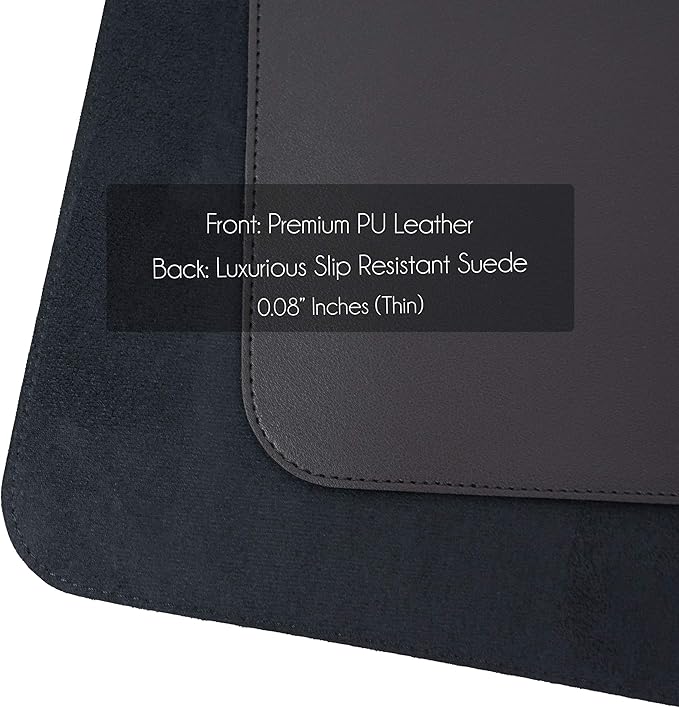 Vine Creations Leather Desk Mat Large 36" x 20", Desk Protector Mat, PU Leather Desk Pad, Non-Slip Large Mouse Pad, Desk Blotter, Desk Pads on Top of Desks, Home Office Desk Matt for Desktop (Black)